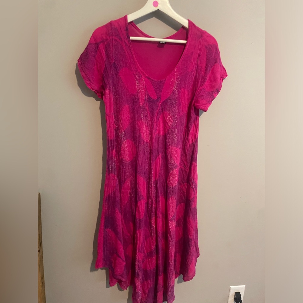 Tropical pink midi dress one‎ size